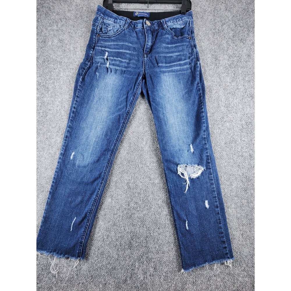 Democracy Women’s Straight Leg Distressed Blue Jeans
